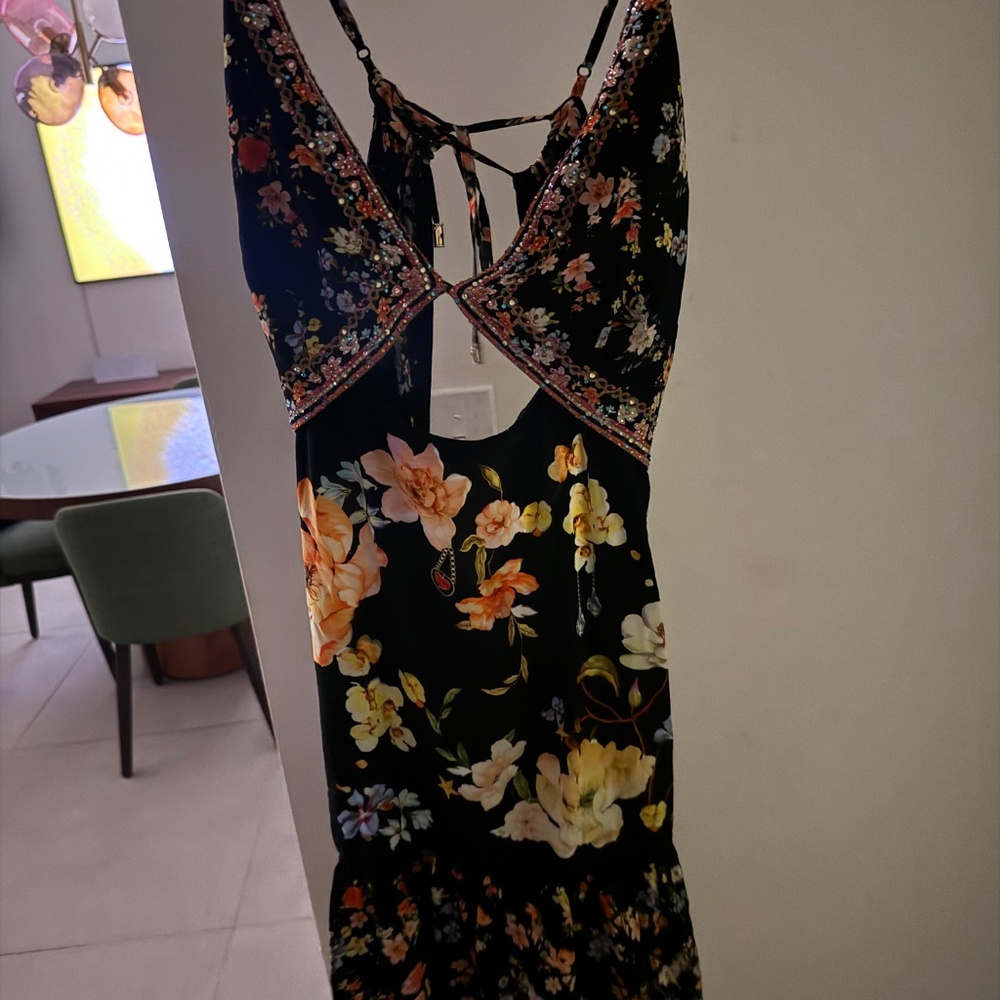 Camilla 'Secret History' Cut-Out Floral Silk Mini-Dress, Multi - Picture 10 of 10